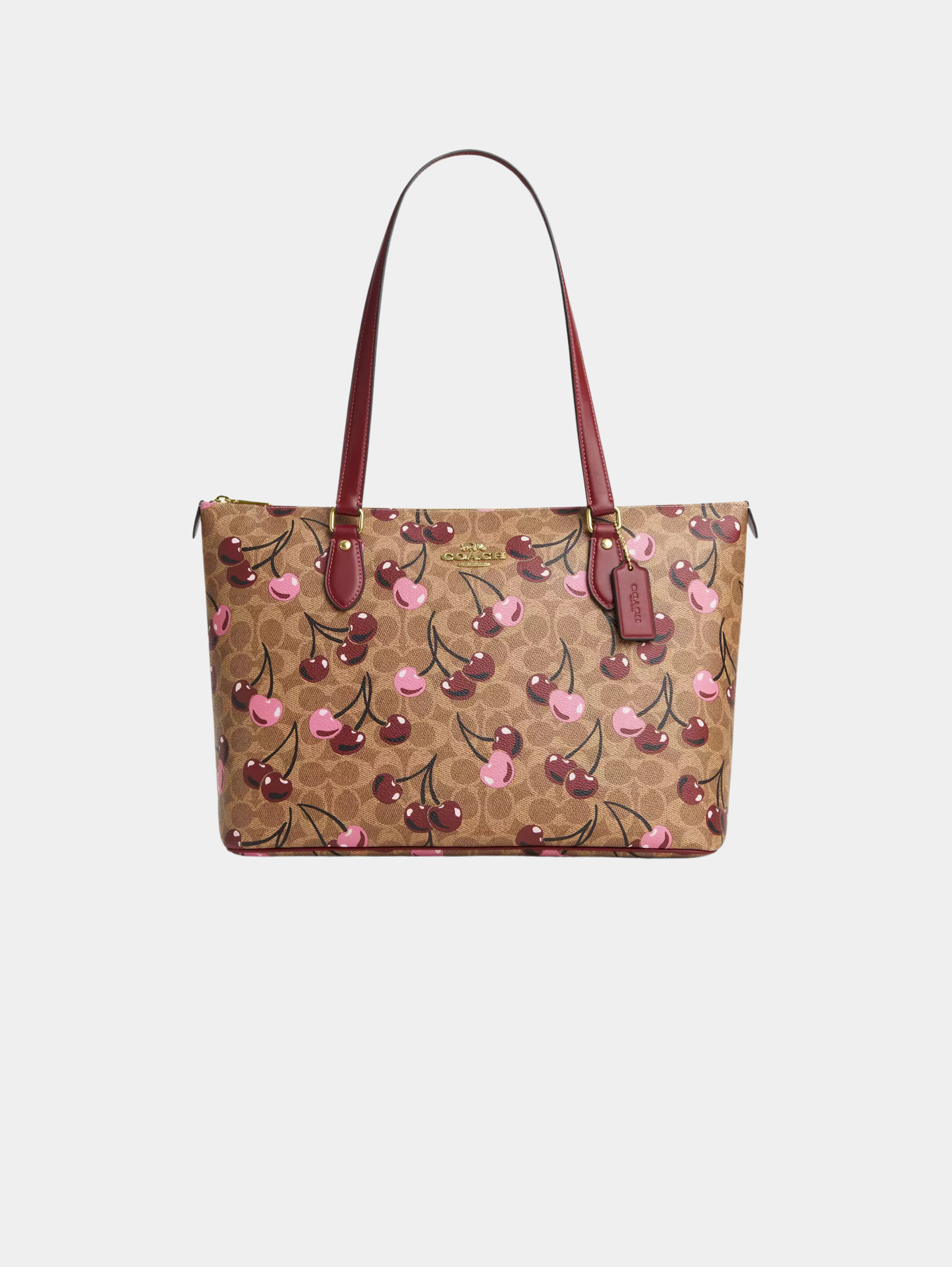 Gallery Tote Bag In Signature Canvas With Cherry Print