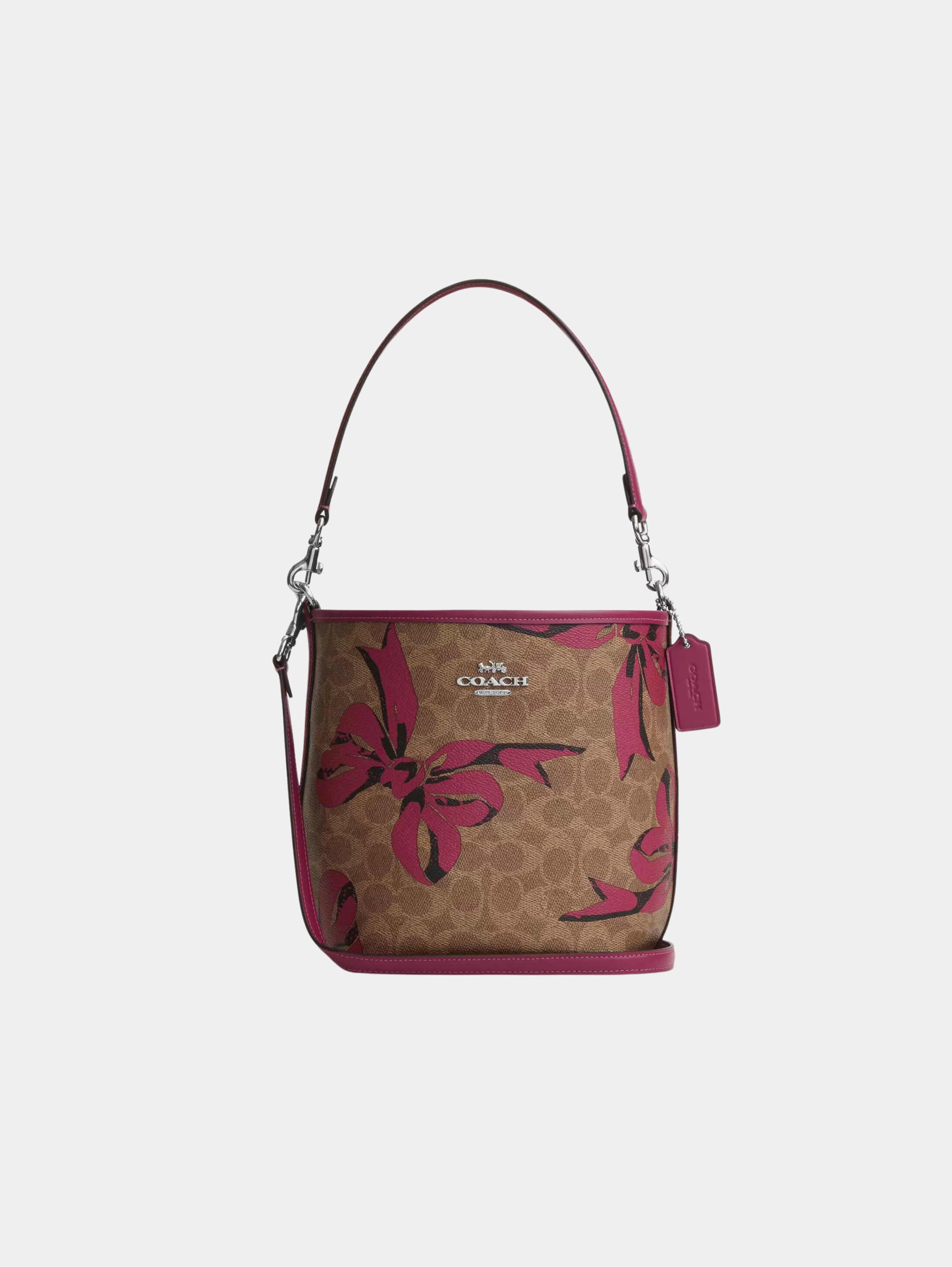 City Bucket Bag In Signature Canvas With Bow Print