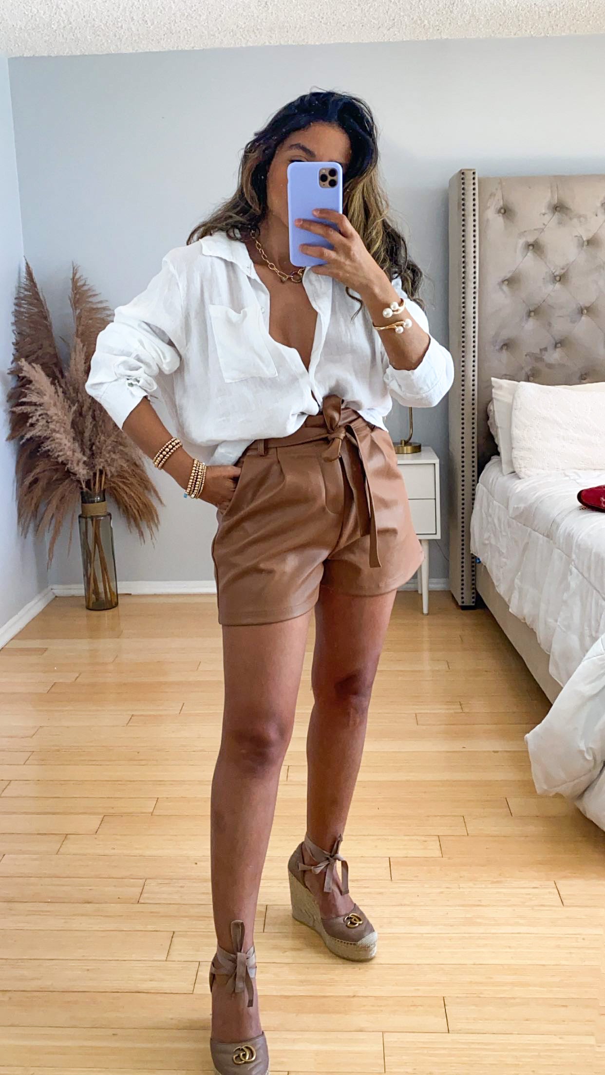 VEGAN LEATHER PAPERBAG SHORTS