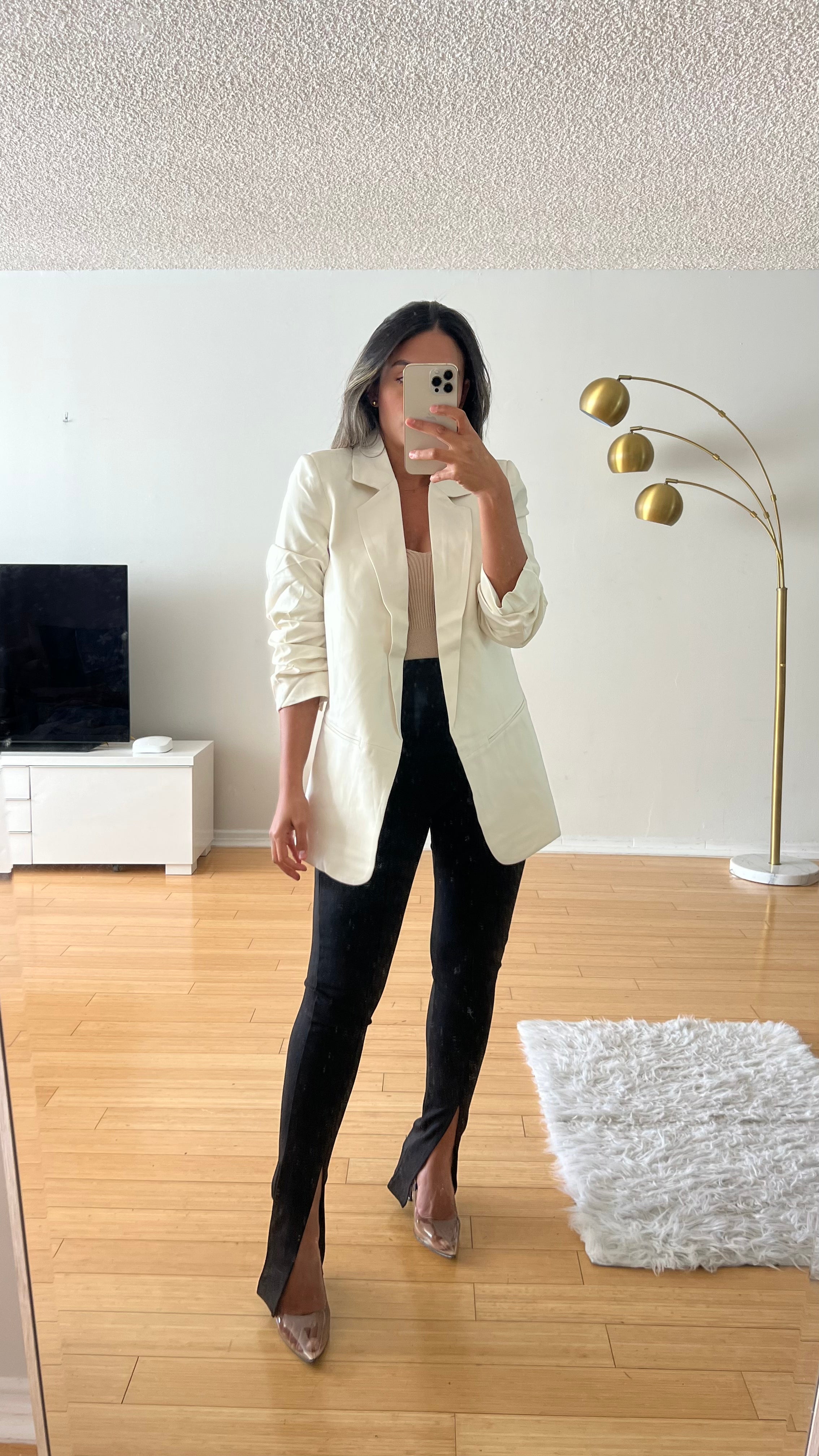 Ruched Sleeve Blazer